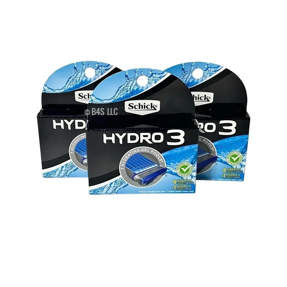 Schick Hydro 3 Refill Cartridges 5Ct (4+1 Hydro5) Pack of 3